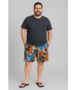 Short Estampado Tactel Elastano Extra Grande Plus Size flor Azul Claro